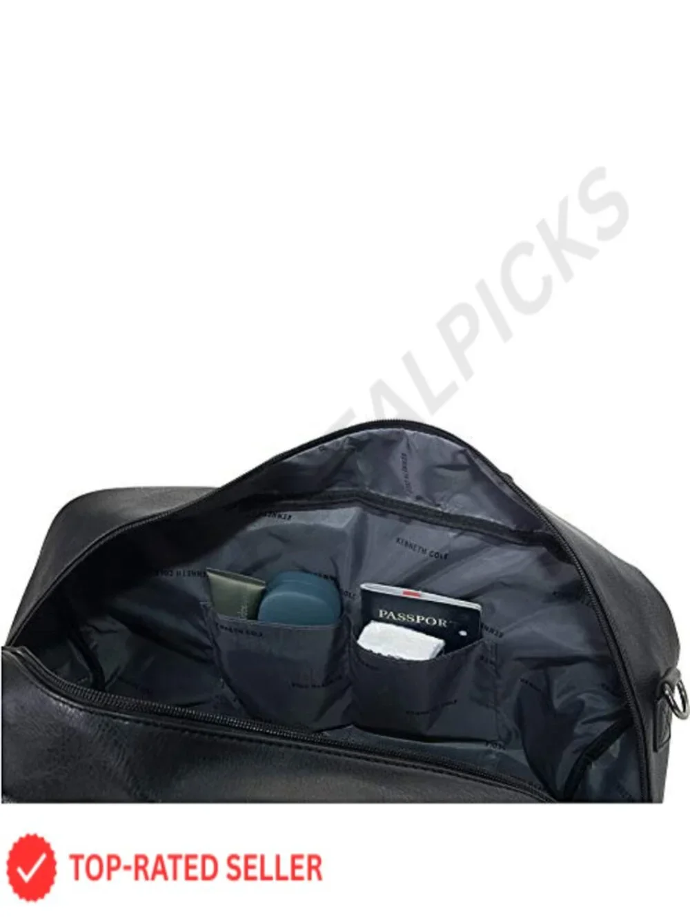 Vegan Leather Duffel Bag with Trolley Sleeve, 55L Travel Carry-On